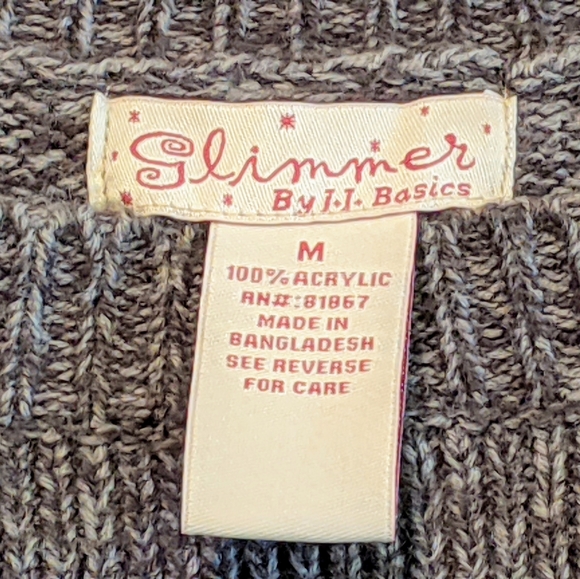 Glimmer by J.J. Basics Gray Sweater Dress with Ornate Buttons, Medium - Picture 9 of 10